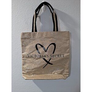 Victoria’s Secret Tote Bag Gold And Black Glitter Over The Shoulder Bag Stylish